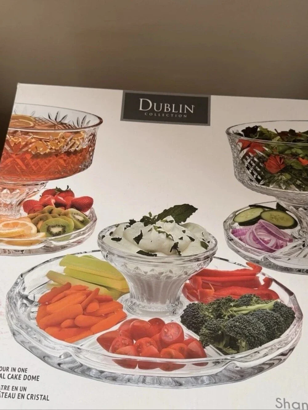 Godinger Silver Art CoDublin Crystal 4 in 1 Domed Cake Stand.